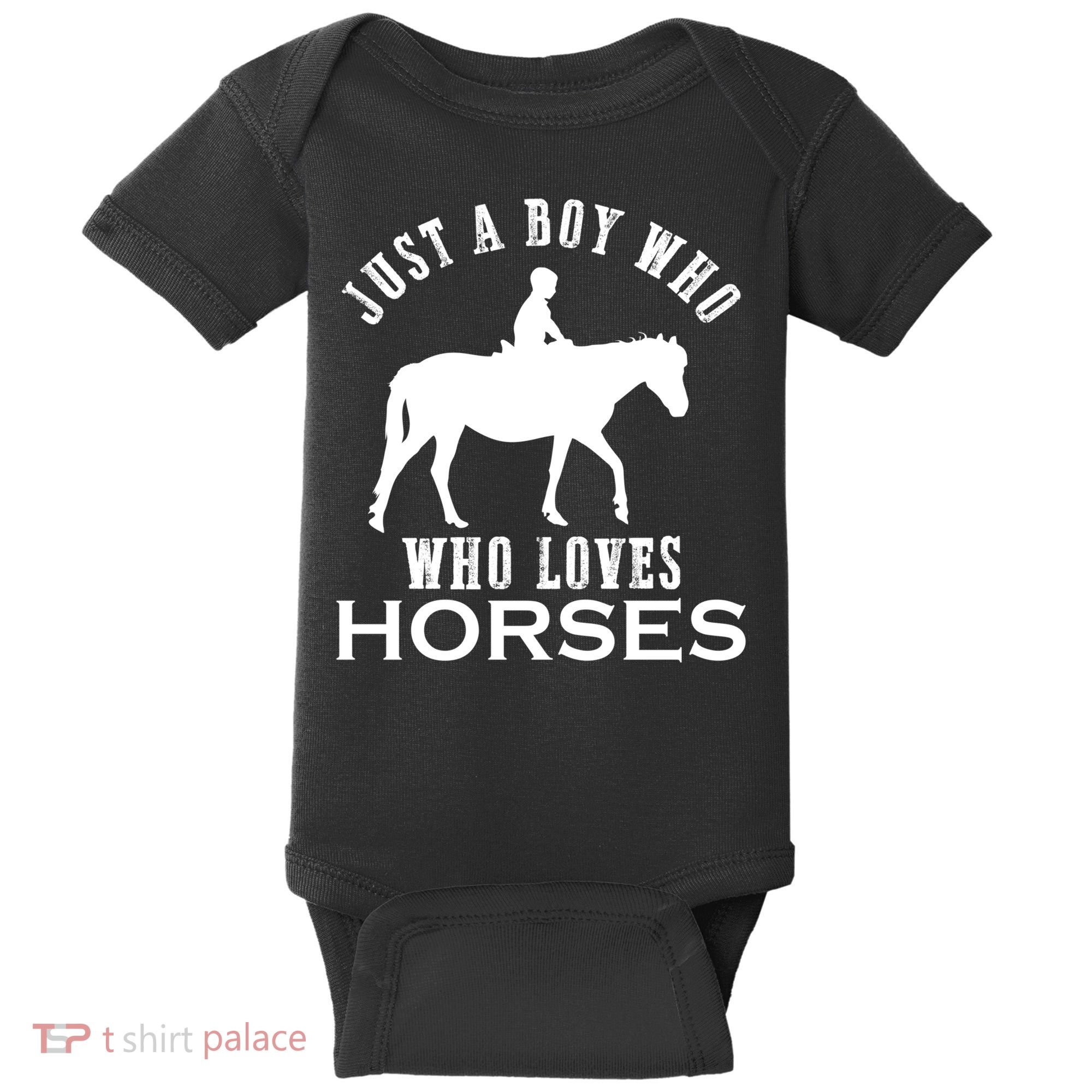 Boy Who Loves Horses Equestrian Horse Riding Gift For Boys Gift Baby Bodysuit