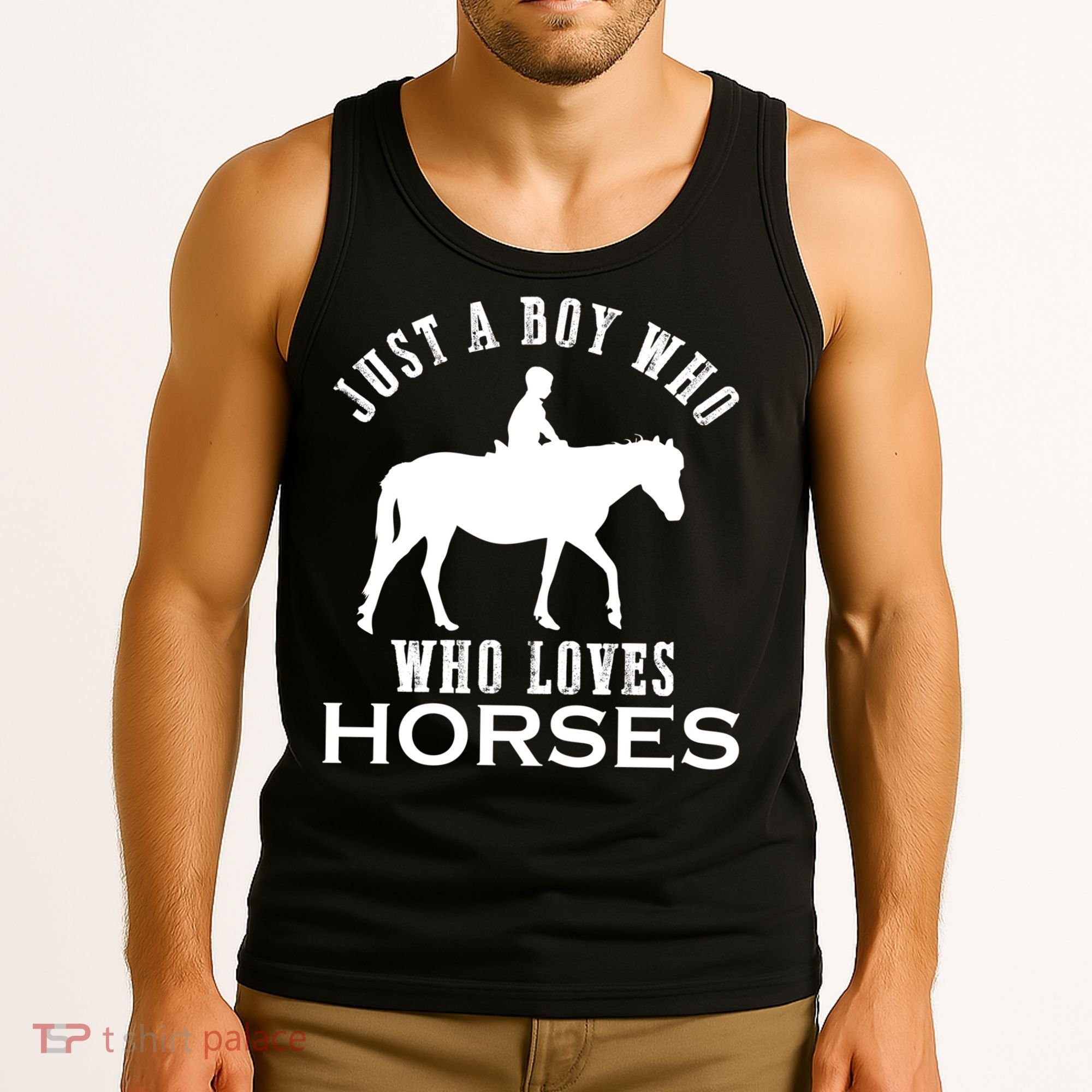 Boy Who Loves Horses Equestrian Horse Riding Gift For Boys Gift Tank Top