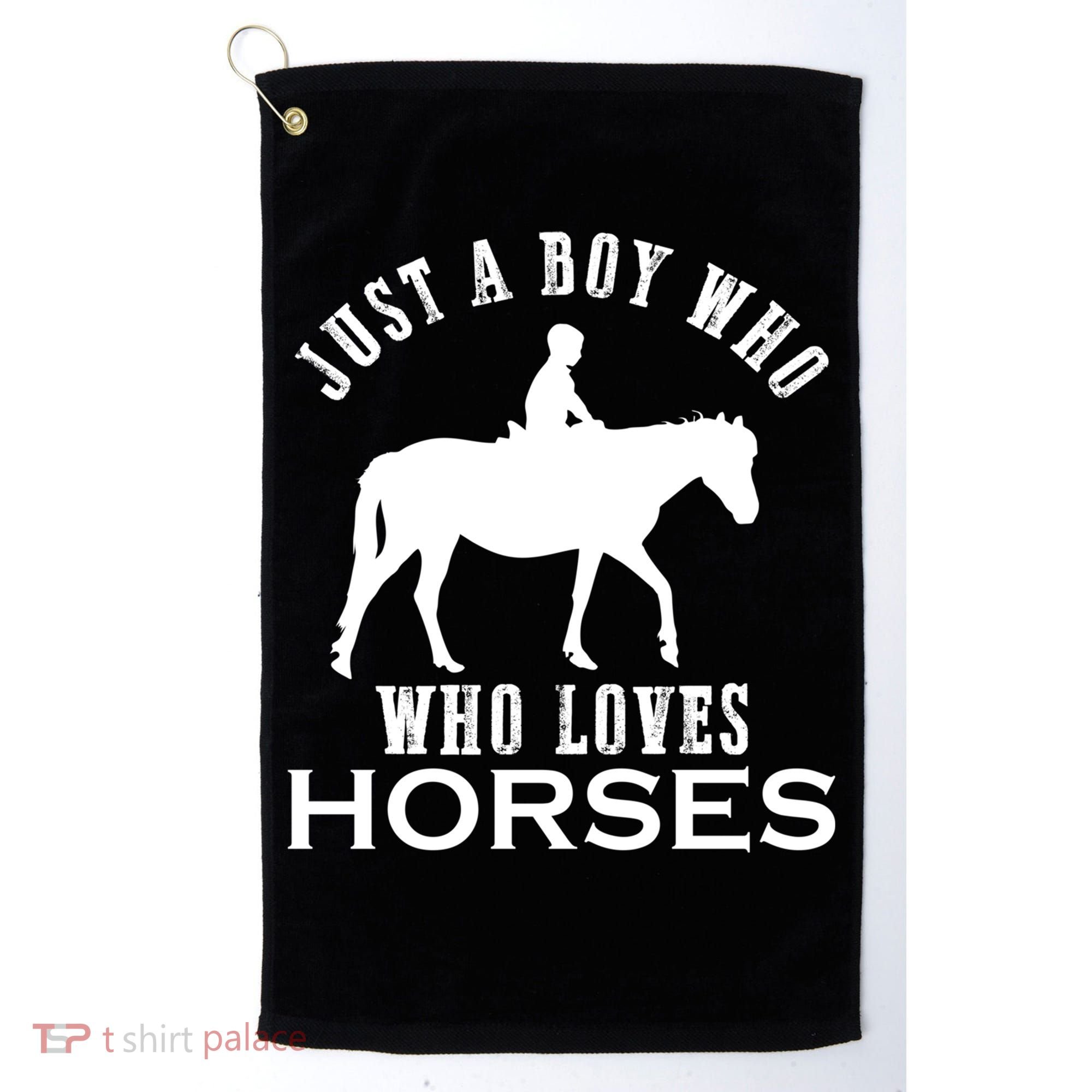 Boy Who Loves Horses Equestrian Horse Riding Gift For Boys Gift Golf Towel