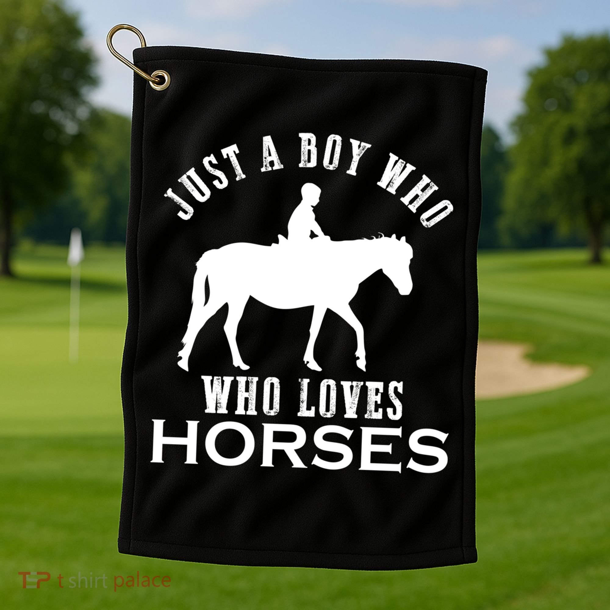 Boy Who Loves Horses Equestrian Horse Riding Gift For Boys Gift Golf Towel