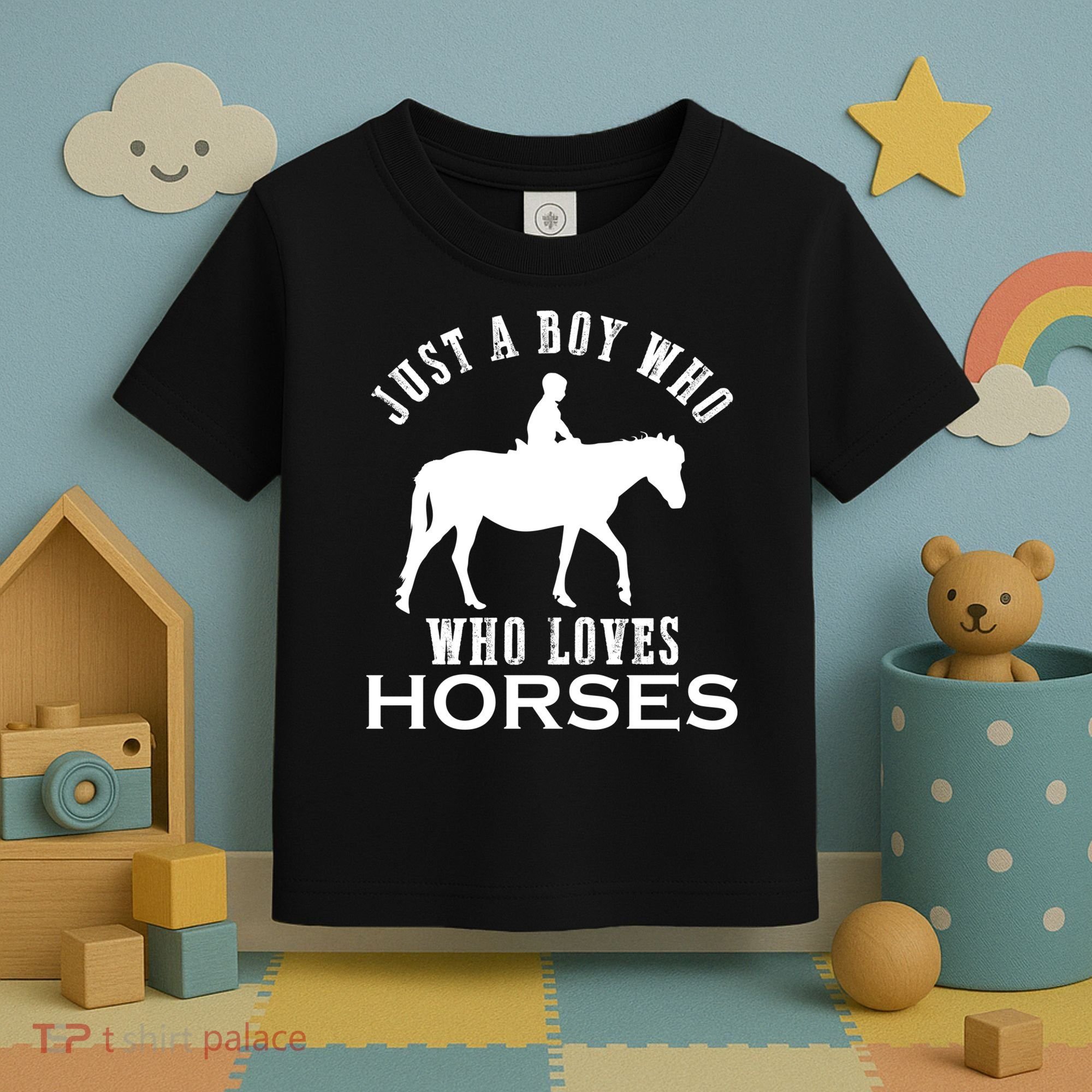 Boy Who Loves Horses Equestrian Horse Riding Gift For Boys Gift Toddler T-Shirt
