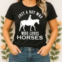Boy Who Loves Horses Equestrian Horse Riding Gift For Boys Gift Women's T-Shirt thumb 2