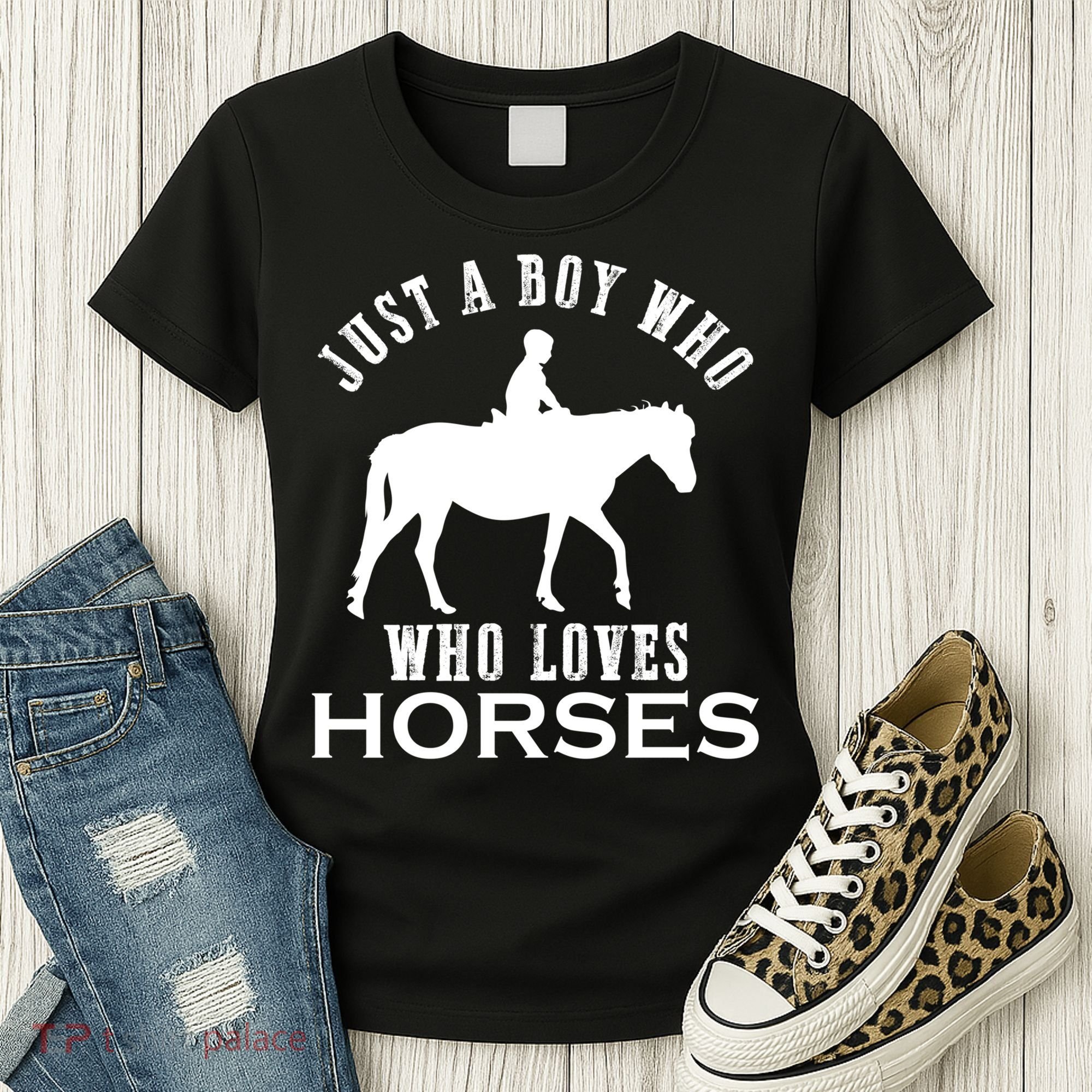 Boy Who Loves Horses Equestrian Horse Riding Gift For Boys Gift Women's T-Shirt