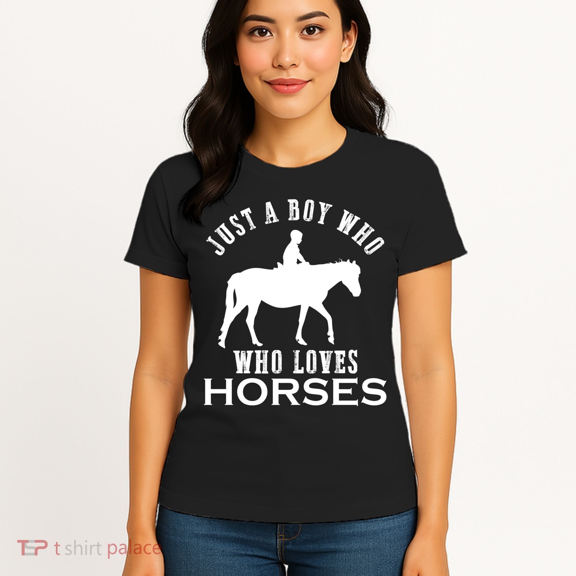 Boy Who Loves Horses Equestrian Horse Riding Gift For Boys Gift Women's T-Shirt