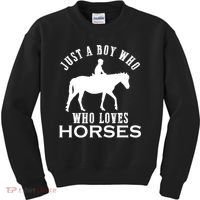 Boy Who Loves Horses Equestrian Horse Riding Gift For Boys Gift Kids Sweatshirt thumb 0