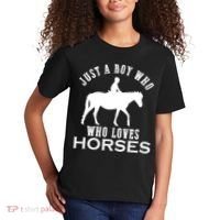 Boy Who Loves Horses Equestrian Horse Riding Gift For Boys Gift Kids T-Shirt thumb 2