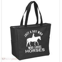 Boy Who Loves Horses Equestrian Horse Riding Gift For Boys Gift Tote Bag thumb 2