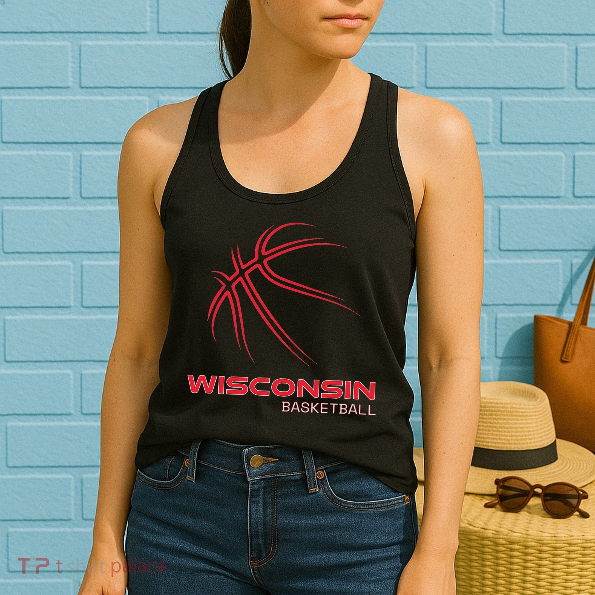 Basketball Wi Love The Badger State Souvenir Wisconsin Hoops Women's Tank Top