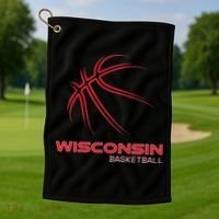 Basketball Wi Love The Badger State Souvenir Wisconsin Hoops Golf Towel thumb 1