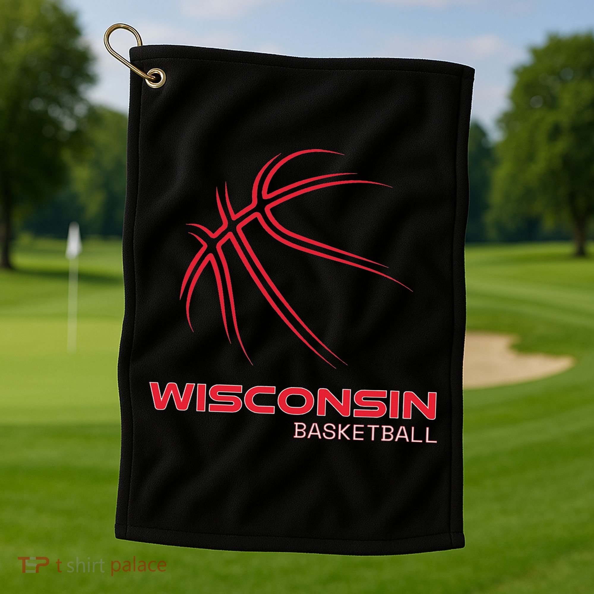 Basketball Wi Love The Badger State Souvenir Wisconsin Hoops Golf Towel