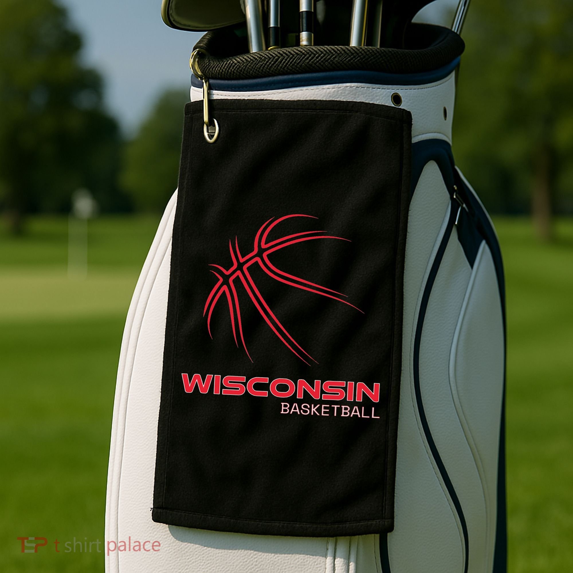 Basketball Wi Love The Badger State Souvenir Wisconsin Hoops Golf Towel