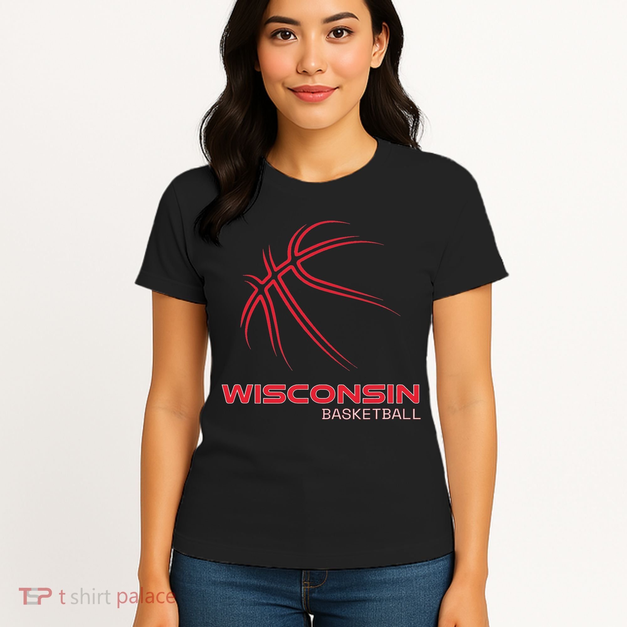 Basketball Wi Love The Badger State Souvenir Wisconsin Hoops Women's T-Shirt