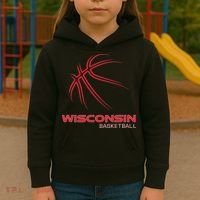 Basketball Wi Love The Badger State Souvenir Wisconsin Hoops Kids Hoodie thumb 3