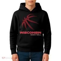 Basketball Wi Love The Badger State Souvenir Wisconsin Hoops Kids Hoodie thumb 4