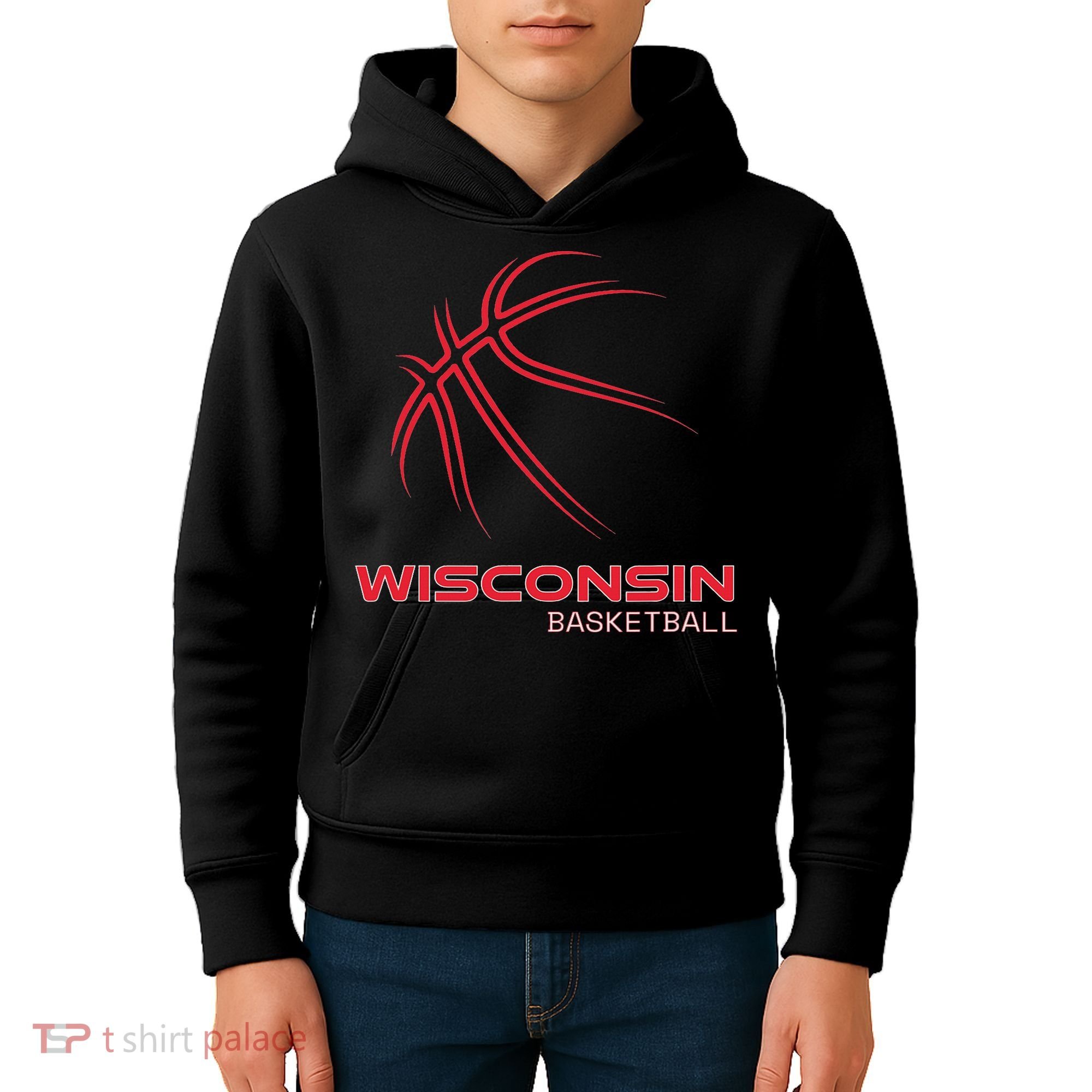 Basketball Wi Love The Badger State Souvenir Wisconsin Hoops Kids Hoodie