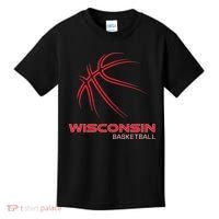 Basketball Wi Love The Badger State Souvenir Wisconsin Hoops Kids T-Shirt thumb 0