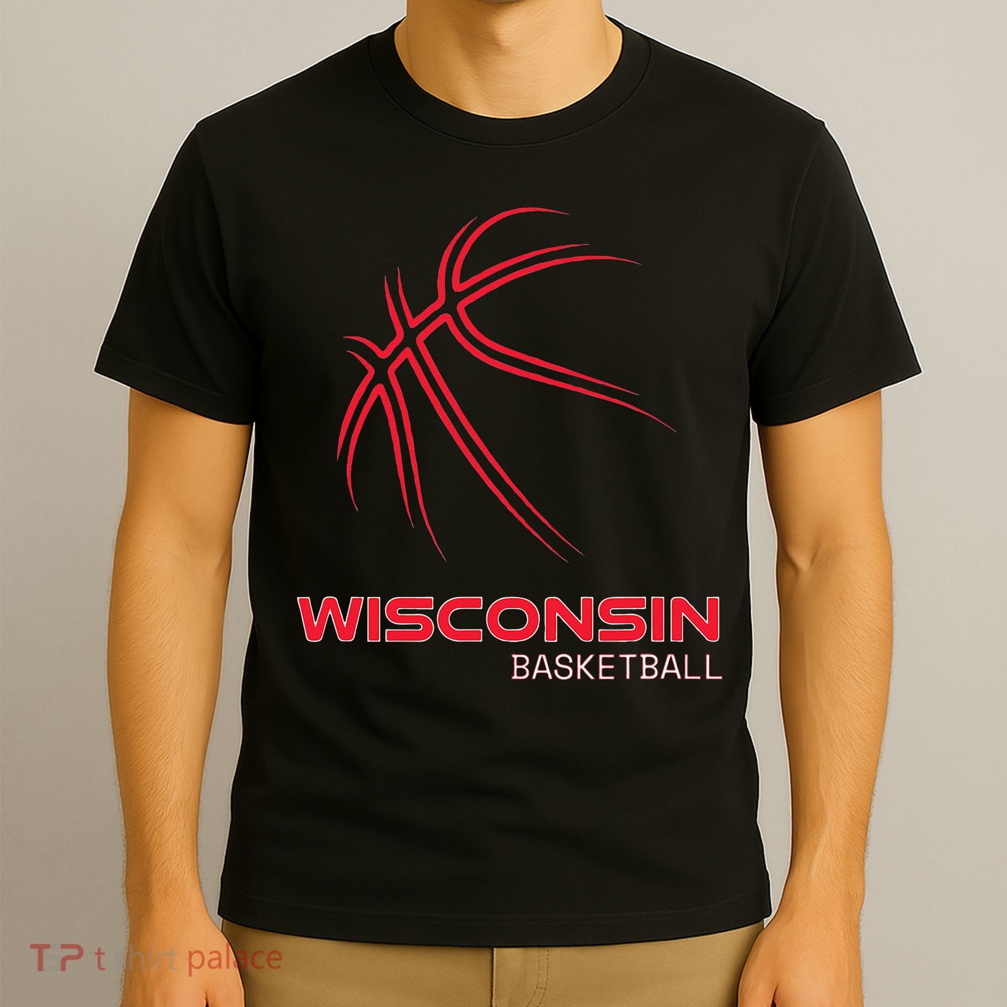 Basketball WI Love The Badger State Souvenir Wisconsin Hoops T-Shirt