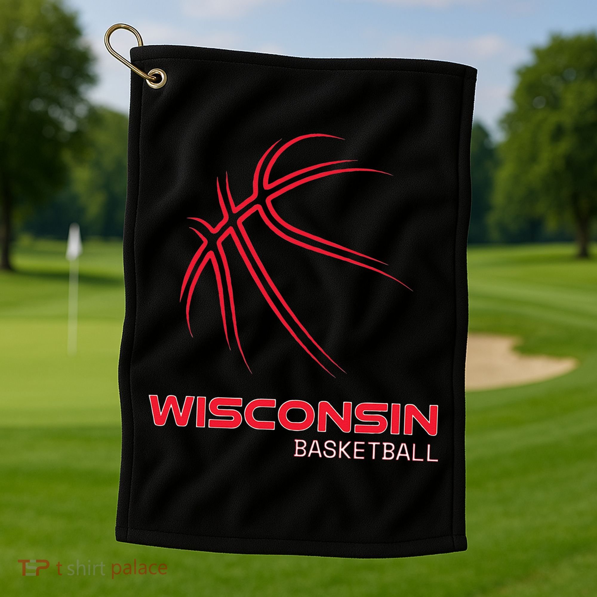 Basketball WI Love The Badger State Souvenir Wisconsin Hoops Golf Towel