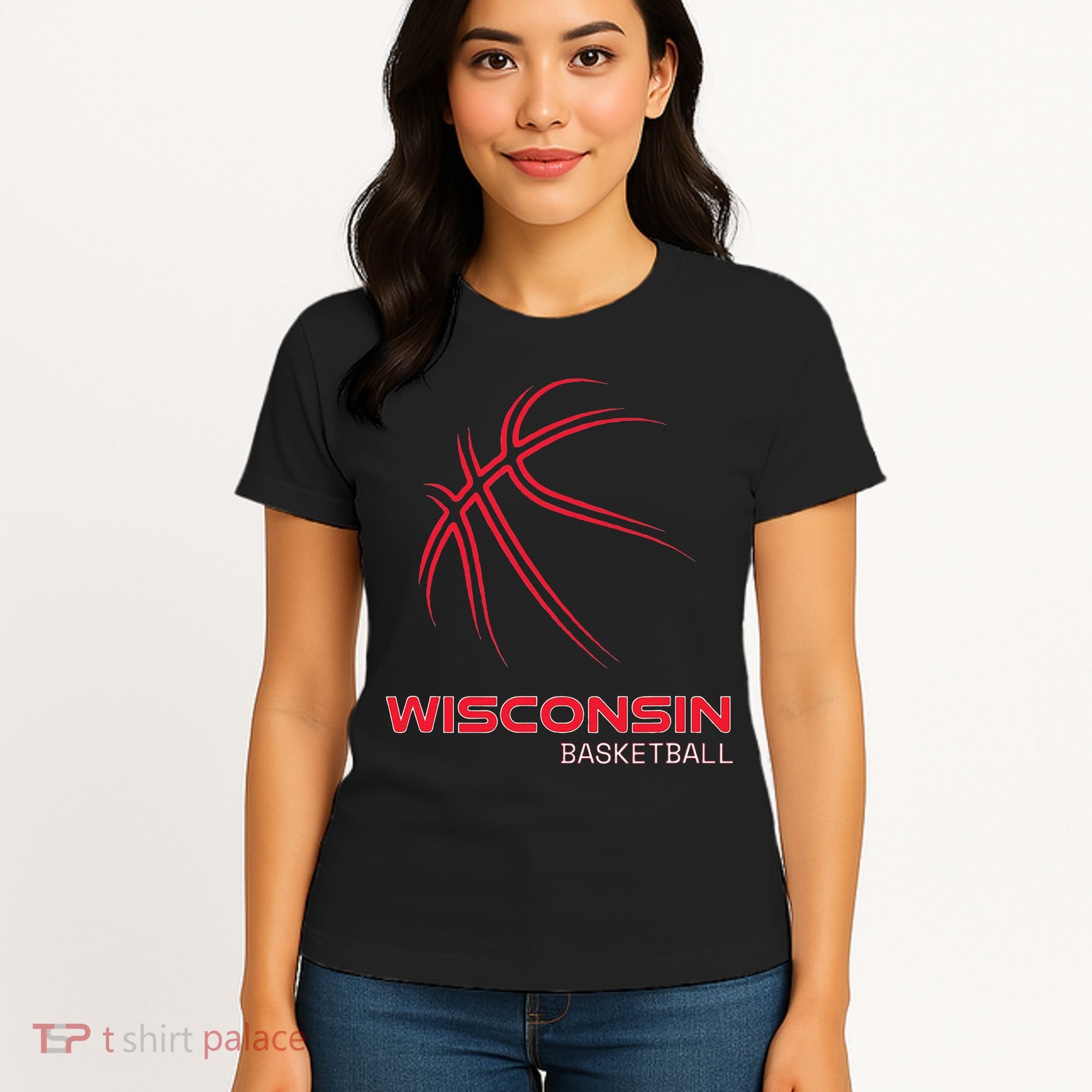 Basketball WI Love The Badger State Souvenir Wisconsin Hoops Women's T-Shirt