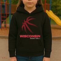 Basketball WI Love The Badger State Souvenir Wisconsin Hoops Kids Hoodie thumb 3