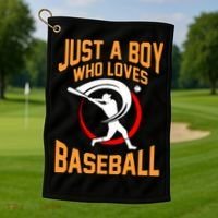 Boy Who Loves Baseball Sports Player Lover Coach Graphic Gift Golf Towel thumb 1