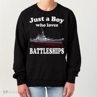 Boy Who Loves Battleship Uss New Jersey Bb62 Ww2 Warship Women's Sweatshirt thumb 0