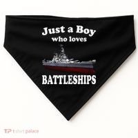 Boy Who Loves Battleship Uss New Jersey Bb62 Ww2 Warship USA-Made Doggie Bandana thumb 0