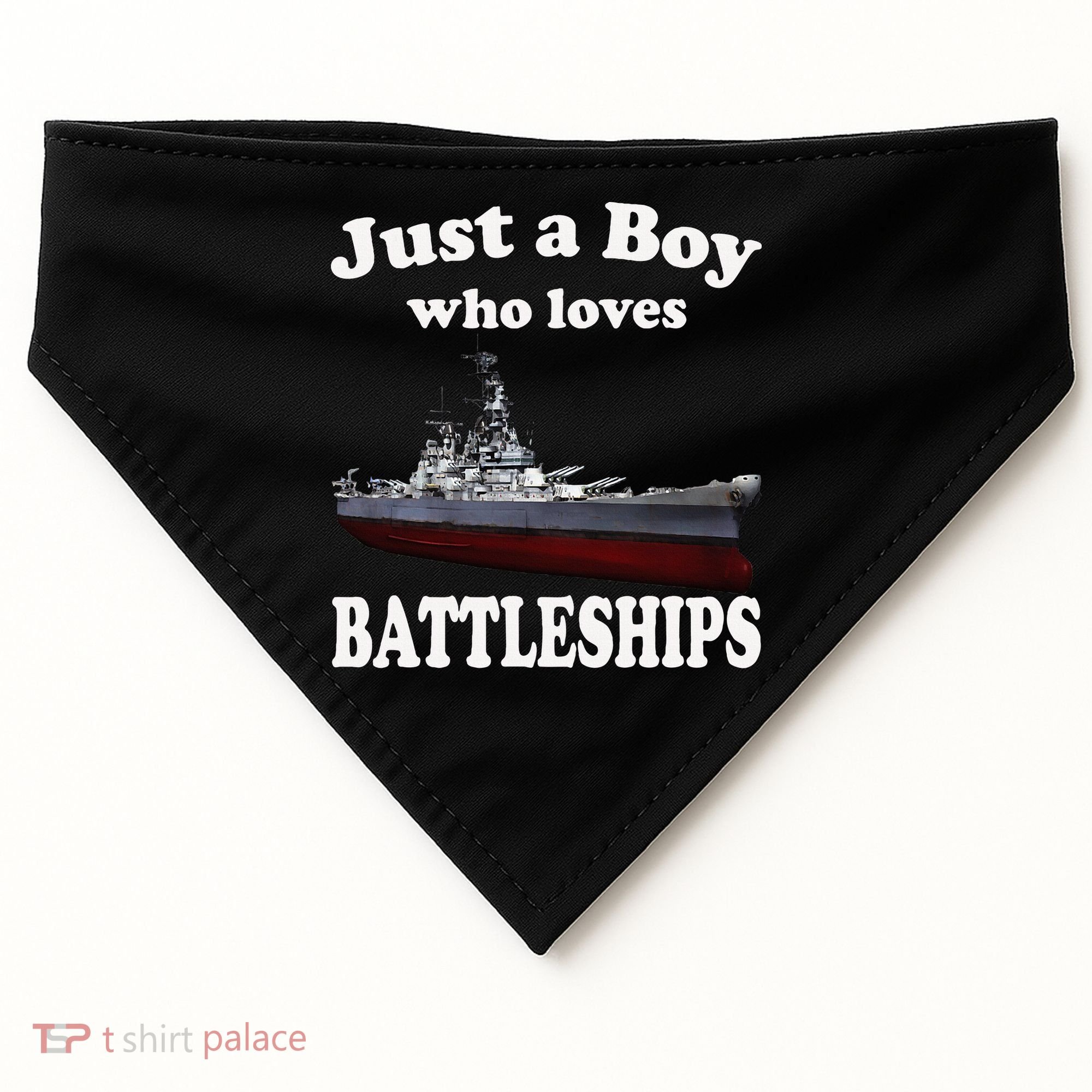 Boy Who Loves Battleship Uss New Jersey Bb62 Ww2 Warship USA-Made Doggie Bandana