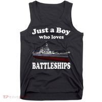 Boy Who Loves Battleship Uss New Jersey Bb62 Ww2 Warship Tank Top thumb 0