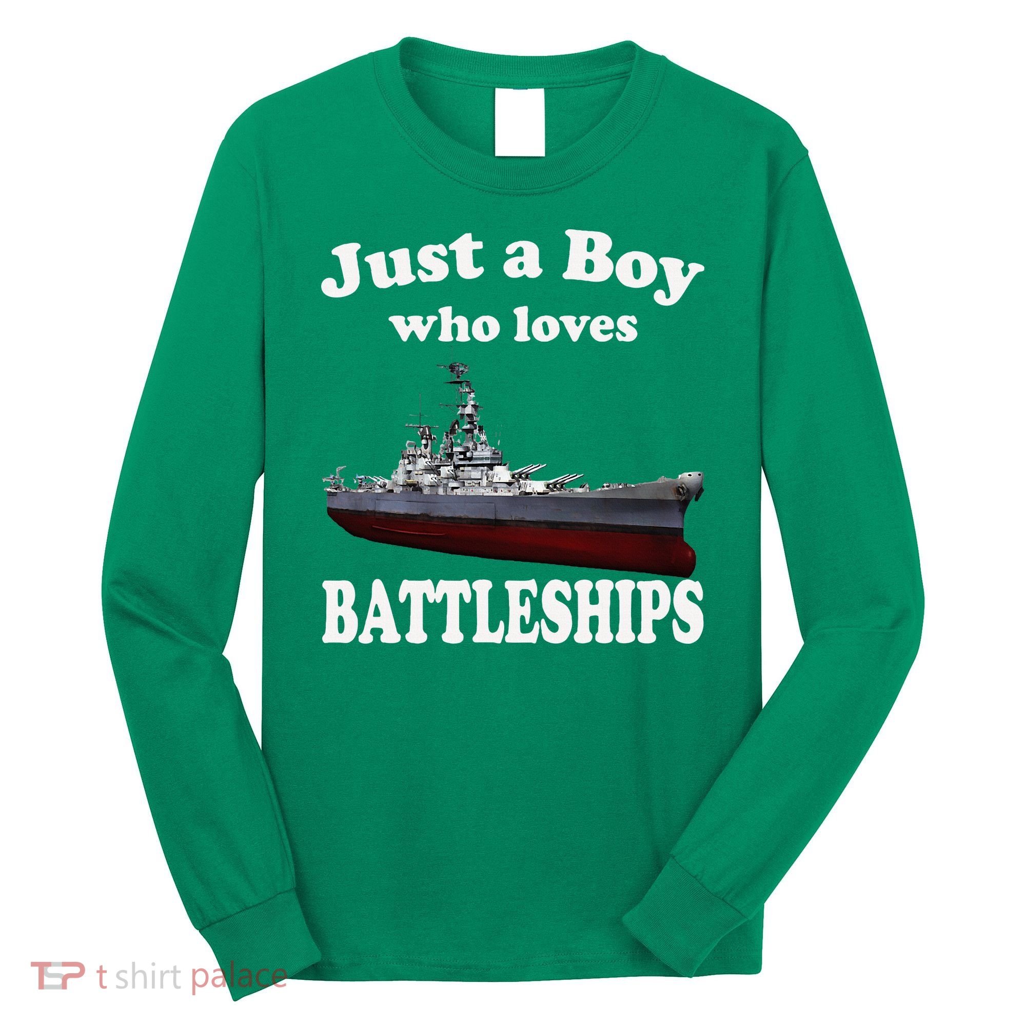 Boy Who Loves Battleship Uss New Jersey Bb62 Ww2 Warship Long Sleeve Shirt
