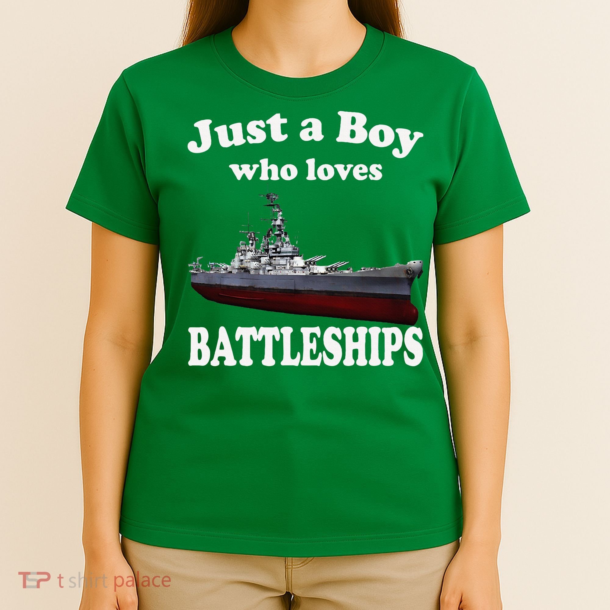 Boy Who Loves Battleship Uss New Jersey Bb62 Ww2 Warship T-Shirt
