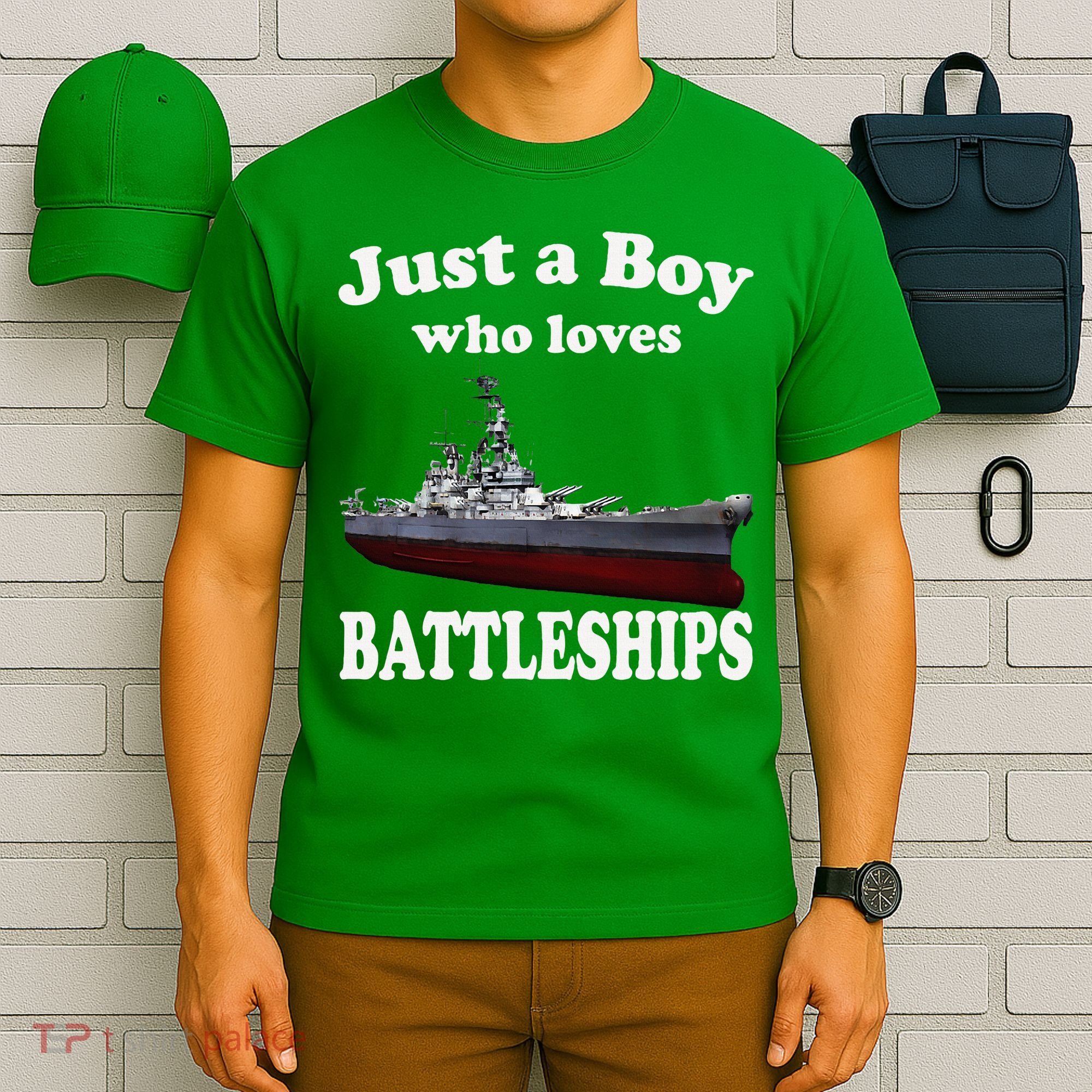 Boy Who Loves Battleship Uss New Jersey Bb62 Ww2 Warship T-Shirt
