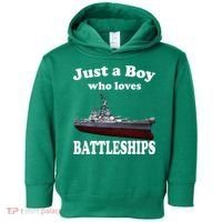 Boy Who Loves Battleship Uss New Jersey Bb62 Ww2 Warship Toddler Hoodie thumb 0