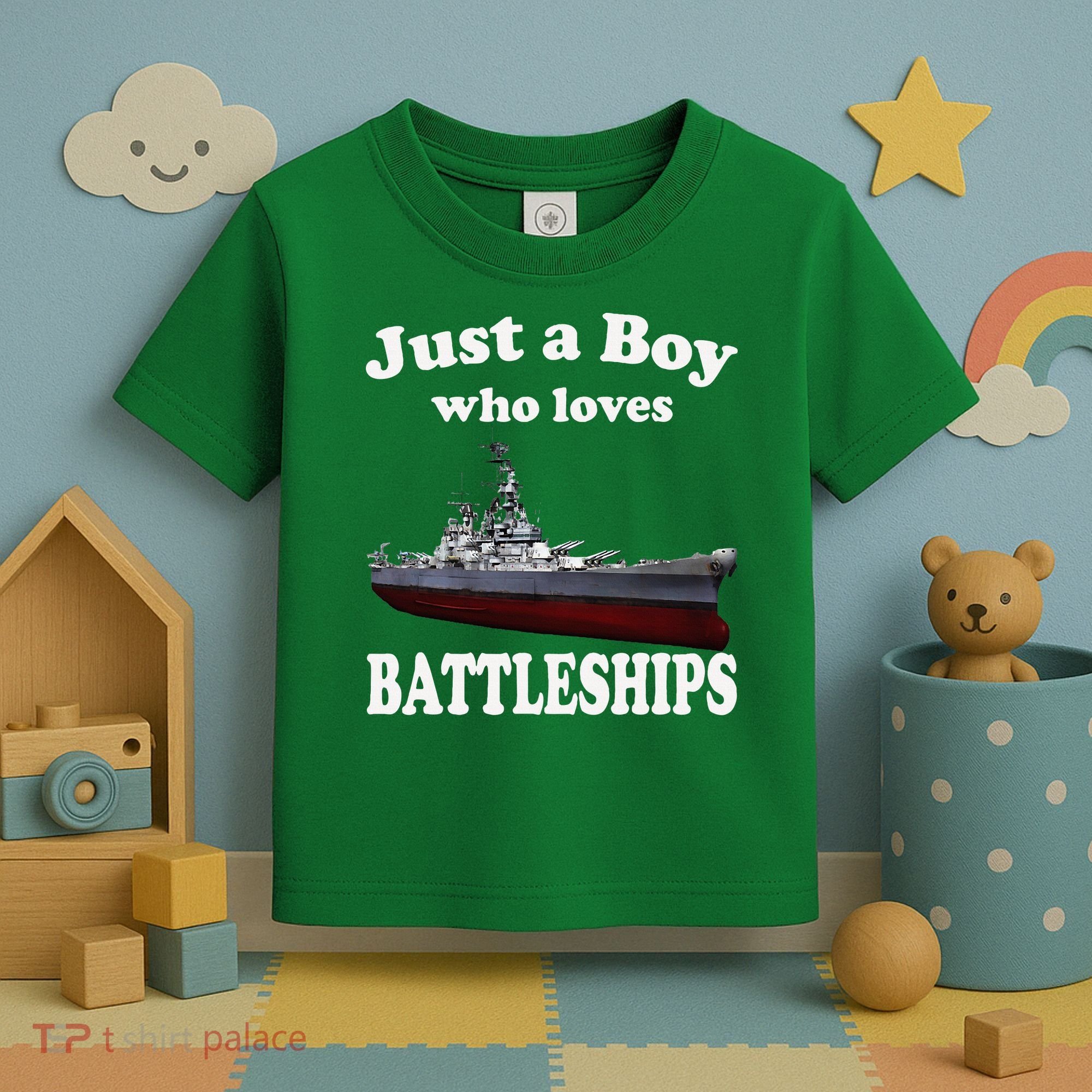 Boy Who Loves Battleship Uss New Jersey Bb62 Ww2 Warship Toddler T-Shirt