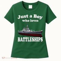 Boy Who Loves Battleship Uss New Jersey Bb62 Ww2 Warship Women's T-Shirt thumb 0
