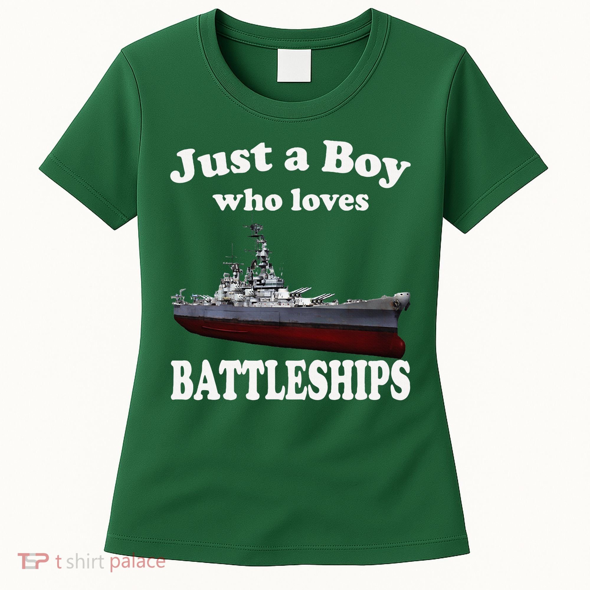 Boy Who Loves Battleship Uss New Jersey Bb62 Ww2 Warship Women's T-Shirt