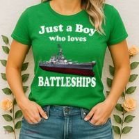 Boy Who Loves Battleship Uss New Jersey Bb62 Ww2 Warship Women's T-Shirt thumb 2