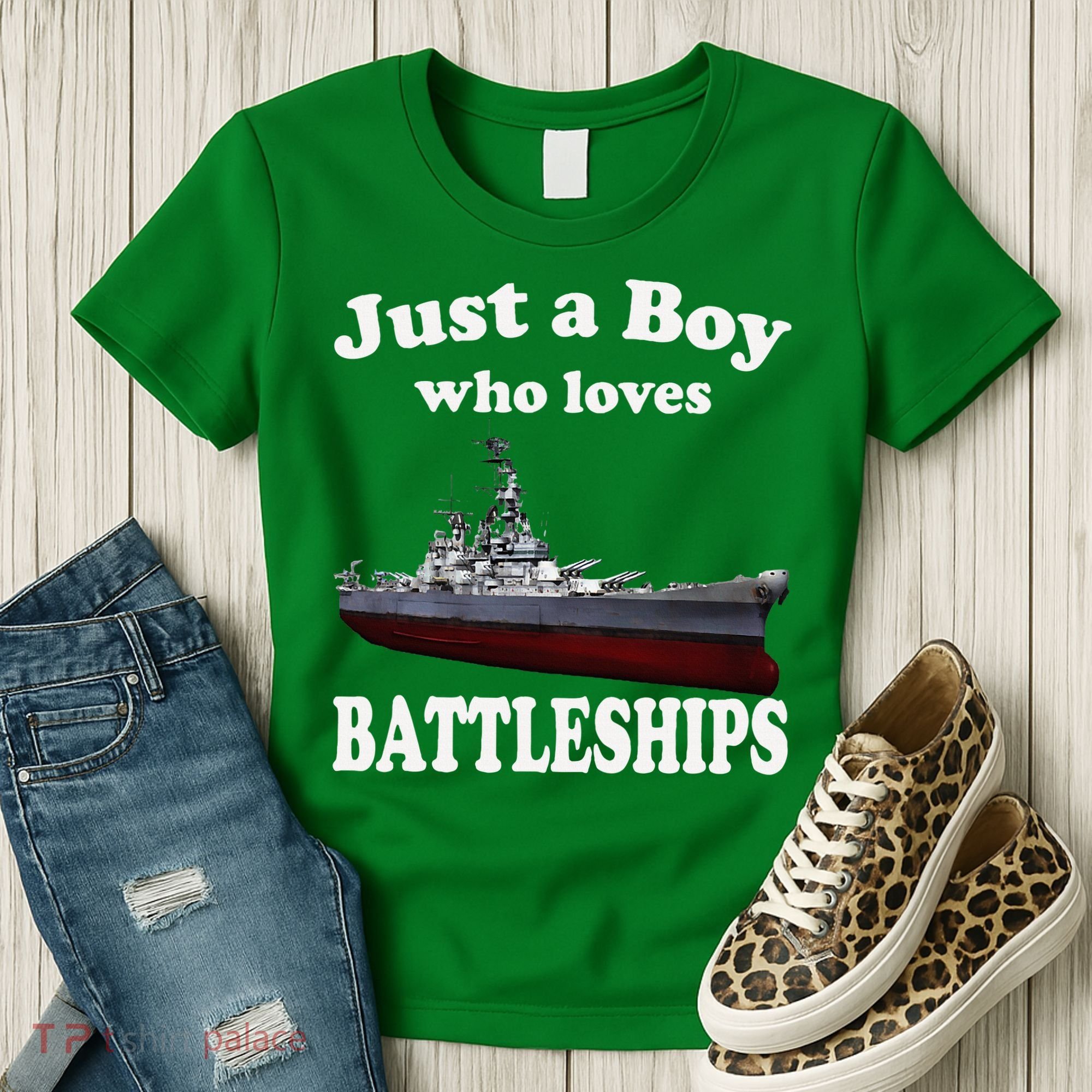 Boy Who Loves Battleship Uss New Jersey Bb62 Ww2 Warship Women's T-Shirt