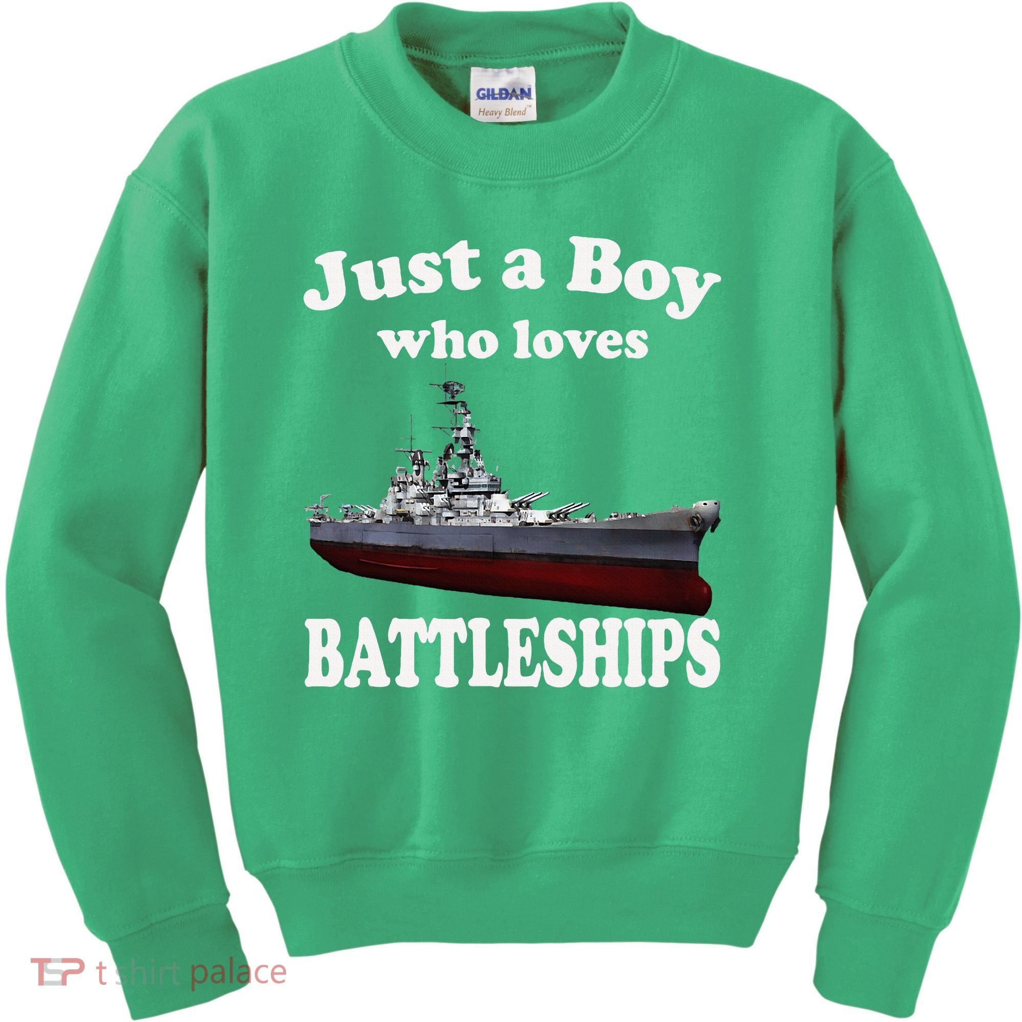Boy Who Loves Battleship Uss New Jersey Bb62 Ww2 Warship Kids Sweatshirt