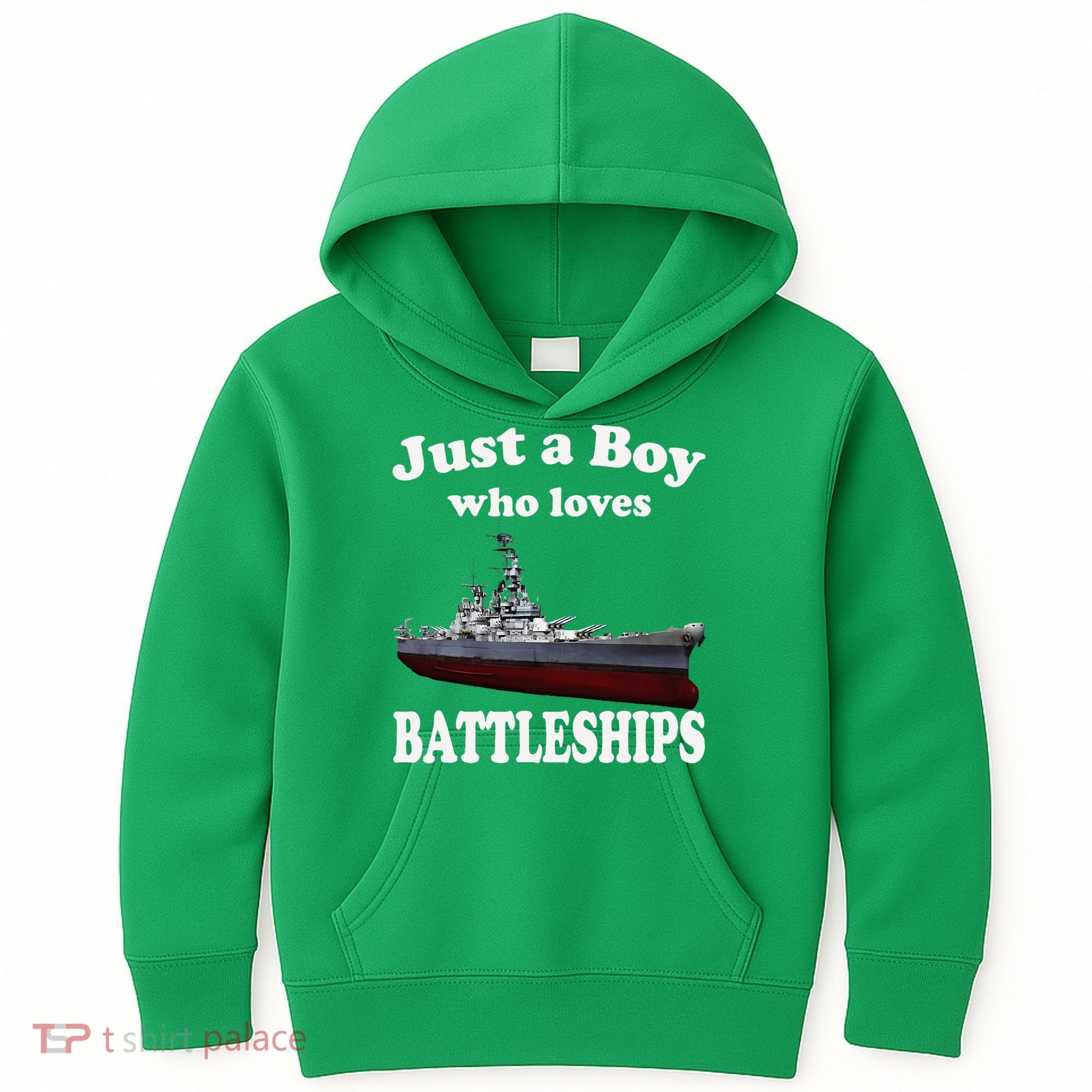Boy Who Loves Battleship Uss New Jersey Bb62 Ww2 Warship Kids Hoodie