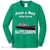 Boy Who Loves Battleship Uss New Jersey Bb62 Ww2 Warship Kids Long Sleeve Shirt thumb 0