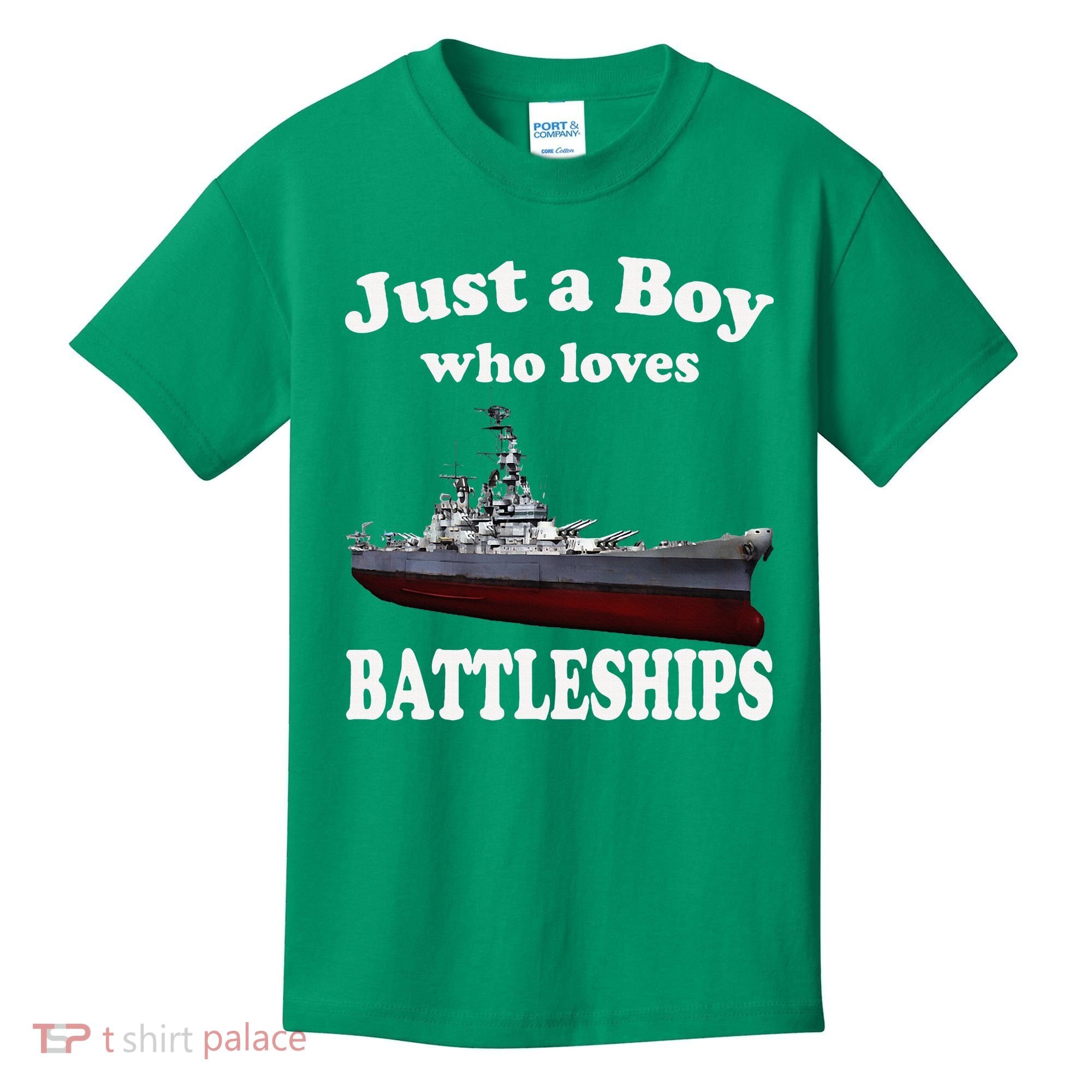 Boy Who Loves Battleship Uss New Jersey Bb62 Ww2 Warship Kids T-Shirt