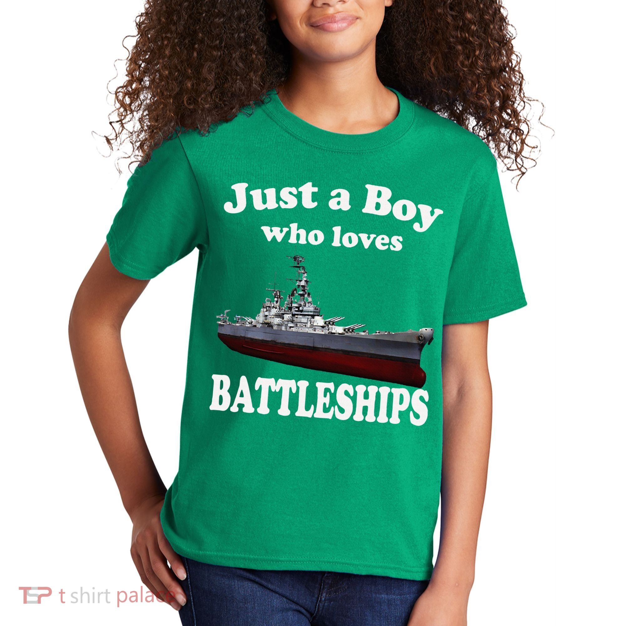 Boy Who Loves Battleship Uss New Jersey Bb62 Ww2 Warship Kids T-Shirt