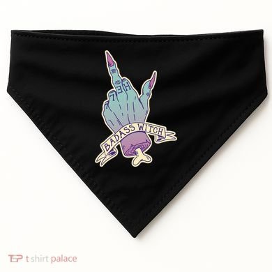 Badass Witch Middle Finger USA-Made Doggie Bandana