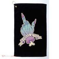 Badass Witch Middle Finger Golf Towel thumb 0