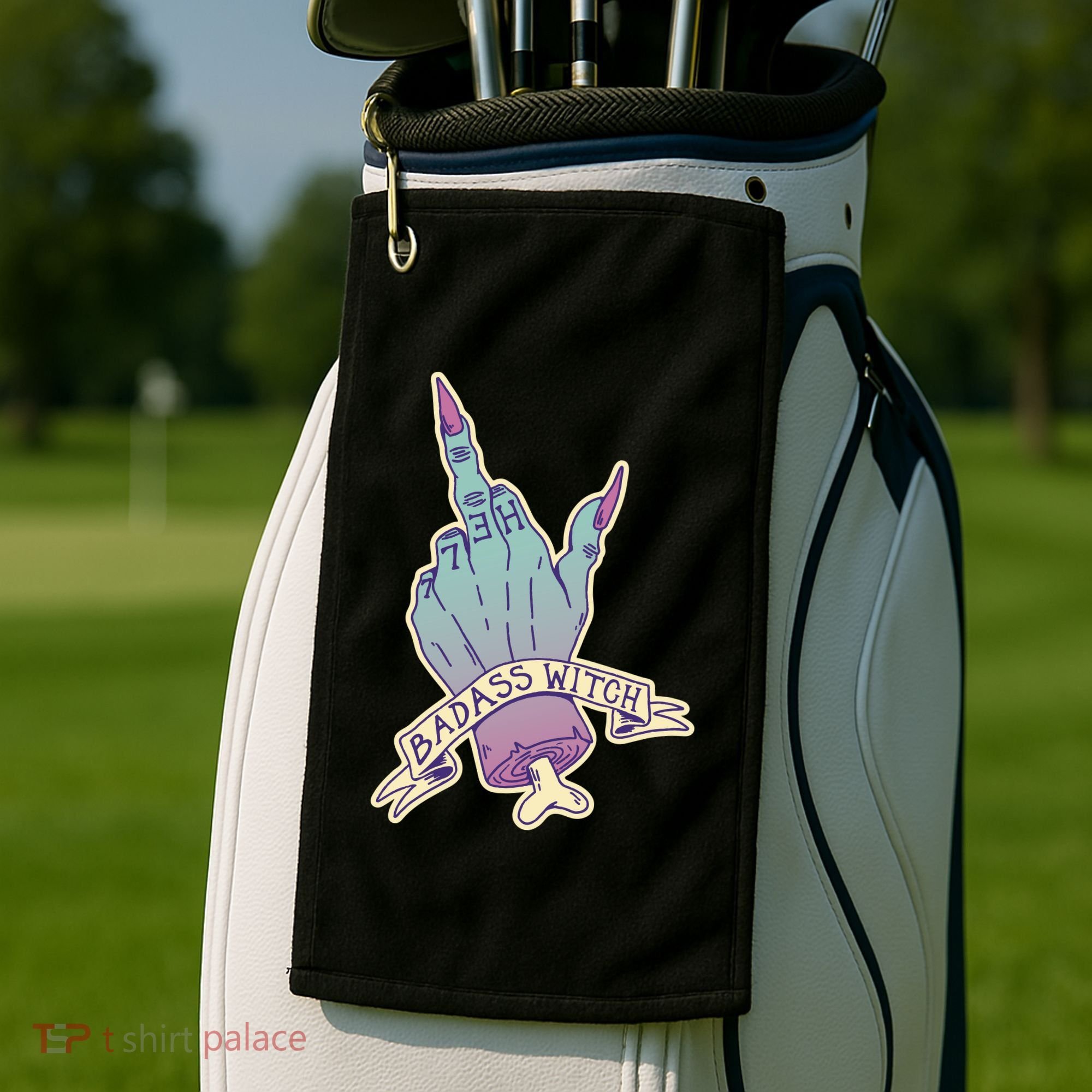 Badass Witch Middle Finger Golf Towel