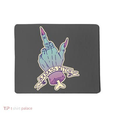 Badass Witch Middle Finger Mousepad