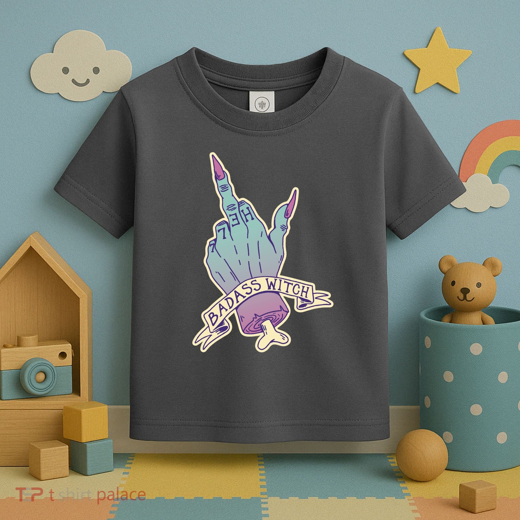 Badass Witch Middle Finger Toddler T-Shirt