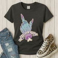 Badass Witch Middle Finger Women's T-Shirt thumb 3