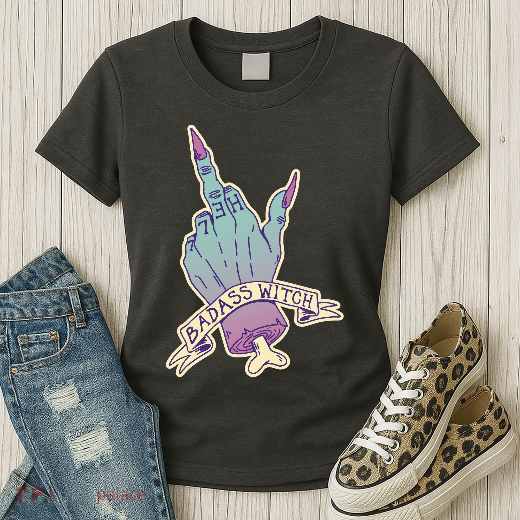 Badass Witch Middle Finger Women's T-Shirt